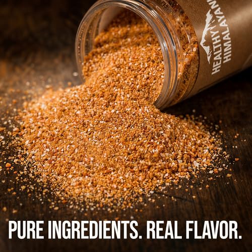 Himalayan Seasoning Salt with Pepper, Garlic, and Onion – Natural Himalayan Pink Salt for Grilling, Cooking, and Finishing – 14 oz Shaker