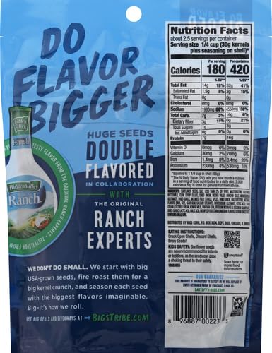 BIGS Sunflower Seeds, Hidden Valley Zesty Ranch Flavor, 5.35 oz.