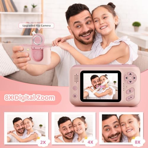 Makolle Camera for Kids, Portable Travel Camera for Childrens Age 3-8, Blue | Flip Up Lens, Drop Proof, With Tripod, Long Battery Life, SD Card Included, Birthday Gifts for Boys and Girls Age 3-12