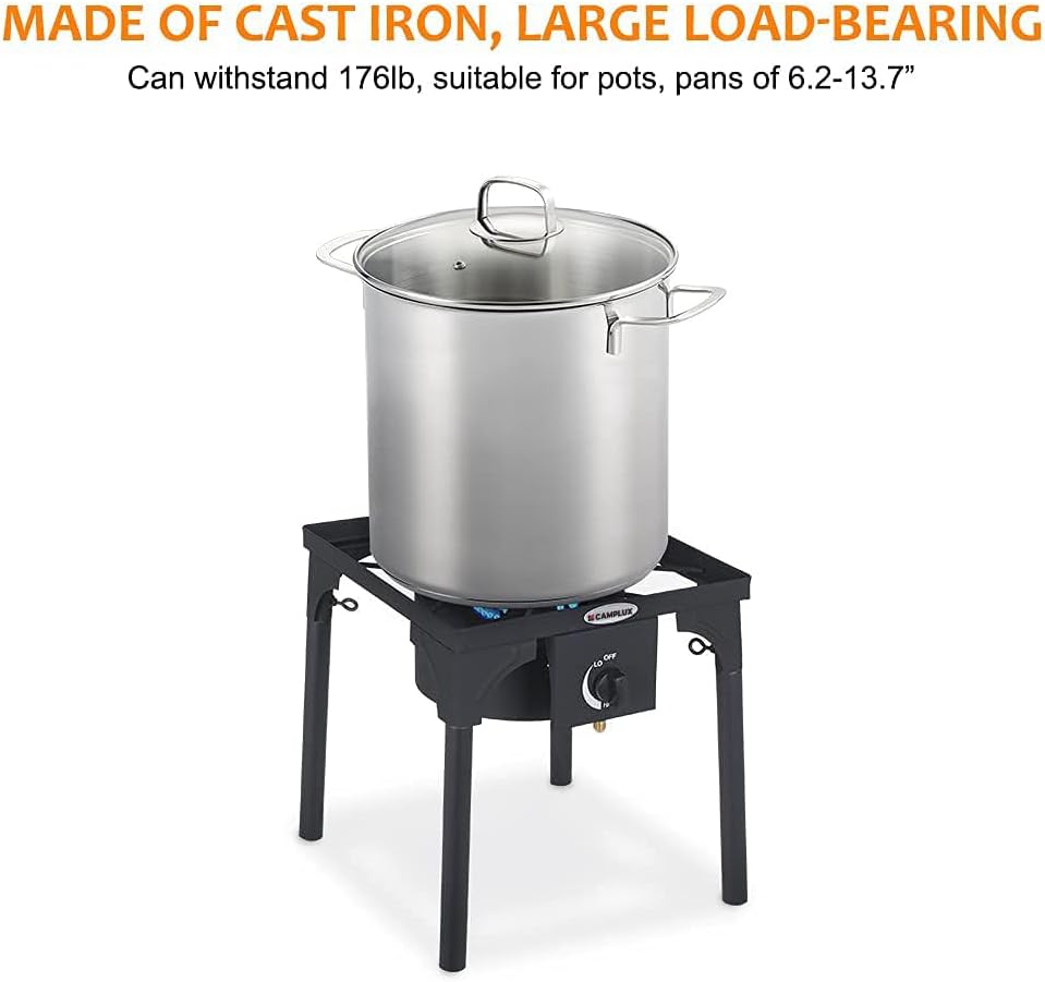 Camplux Camping Stove 2 Burners, Propane Burner 260,000 BTU, Heavy Duty Gas Stoves for Outdoor Cooking