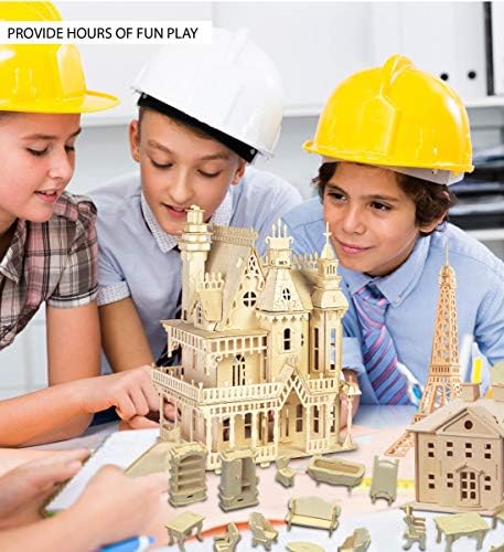 Puzzled Bundle of Furniture Set & Fantasy Villa Doll House Wooden 3D Puzzles Construction Kits