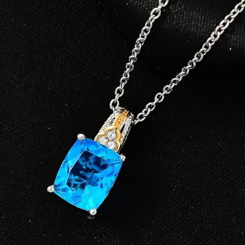 Caribbean Quartz Zircon 4.40 ctw Pendant Steel Necklace 20"