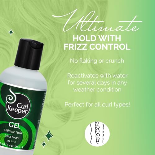 Curl Keeper Ultimate Hold Hair Gel for Curly Hair, 8 Fl Oz - Frizz-Free Hair Styling Gel for Men & Women - Light-Weight Formula Holds Curls with No Product Build Up - Wavy & Curly Hair Products