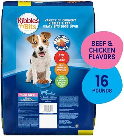 Kibbles 'N Bits Small Breed Mini Bits Savory Beef & Chicken Flavors Dog Food, 16-Pound(Pack of 1) | Complete & Balanced Nutrition Formulated For Small Adult Dogs Crafted With Easy-To-Chew Bites Of Beef & Chicken Flavors