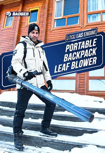 WILD BADGER POWER Leaf Blower Backpack, 43cc Gas Powered Strong Air Flow, Light Weight 17.4 lbs, Ideal for Leaf, Sand, Gravel, Snow, Yard and Driveway