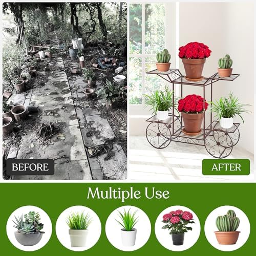 Sorbus® Garden Cart Stand & Flower Pot Plant Holder Display Rack, 6 Tiers, Parisian Style - Perfect for Home, Garden, Patio (Bronze)