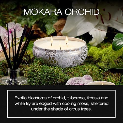 Voluspa Santal Vanille, 3 Wick Tin Candle, 12 oz, 40 Hour Burn Time, Coconut Wax for Clean Burning, Handcrafted in the USA