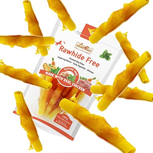 LuvChew Chicken Wrapped Dog Bone Treat Sticks with Glucosamine & Turmeric, Easy to Digest, Non-Rawhide Soft Chicken Cheese Dog Chew Treats 15pcs/Pack
