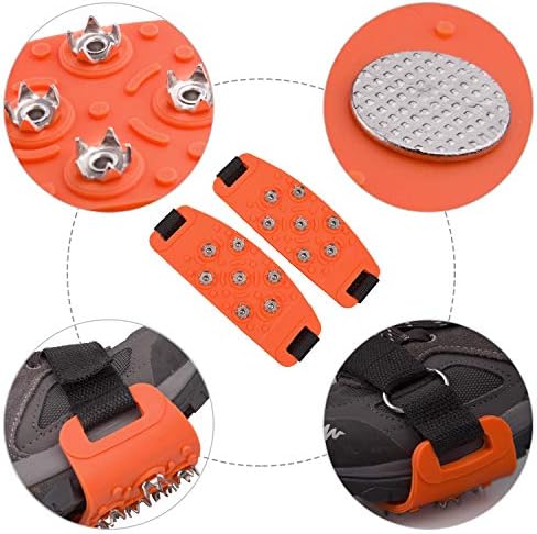 FANBX F Crampon Traction Cleats Anti-Skid Traction Grips Crampons Spikes 7 Point Cleats for Footwear for Walking, Jogging, Hiking, Mountaineering Ice Snow Grips