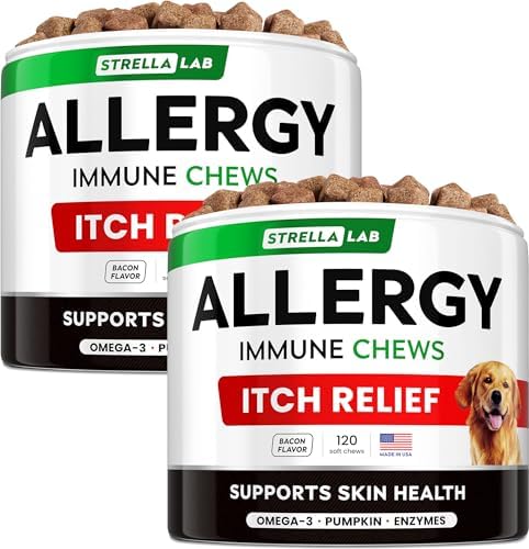 Dog Allergy & Itching Relief - Anti Itch, Skin&Coat Support Chews w/Omega 3