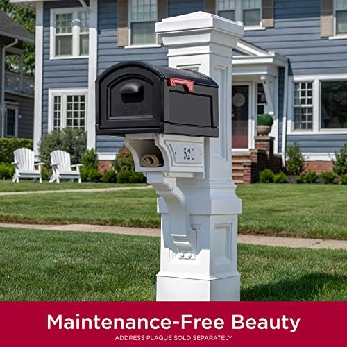 Step2 Atherton Grand Mail Post, Mailbox Not Included, Weather Resistant, Large Outdoor Mail Post, Made of Durable Plastic, Easy Install, Onyx Black