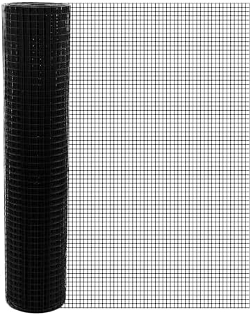 6' x 100' Welded Wire 19 Gauge Before Black PVC Coating 1" x 1" Mesh
