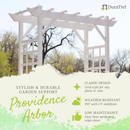 Dura-Trel Providence Arbor, Vinyl Garden Archway for Outdoors, 64" x 85"