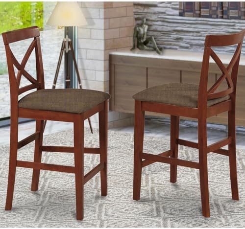 East West Furniture PBS-OAK-W Pub Counter-Height Bar Stool - Pub Height Kitchen Chairs, Set of 2, Oak