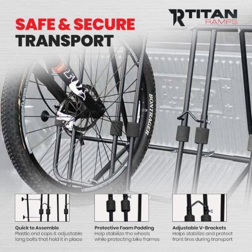 Titan Ramps Truck Bed Adjustable Steel Bike Rack for Up to 4 Bikes - Fits Most Makes/Models