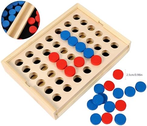TOWO Wooden 4 in a Row Game, Classic Strategy Board Game for Kids