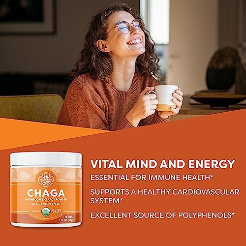 Vimergy Chaga Capsules – Superfood Cellular Support* – Cardiovascular Health Benefits* – Kosher, Vegan, Gluten-Free – 90 Capsules | Superfood Adaptogen*, Immunity for cell tissues*, Polyphenols for Antioxidant protection*, Vegan and Kosher