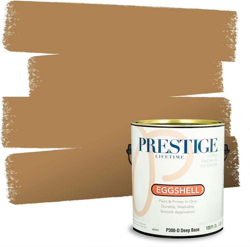 PRESTIGE Paints Exterior Paint and Primer In One, 1-Gallon, Satin, Comparable Match of Sherwin Williams* Relaxed Khaki*