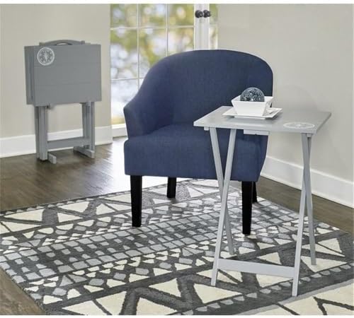 Riverbay Furniture 5 Piece TV Tray Table Set, Faux Marble Tops, Rubberwood and MDF, Brown Finish, Includes 4 Folding Tray Tables and 1 Storage Stand, Compact Design for Living Room or Home Use