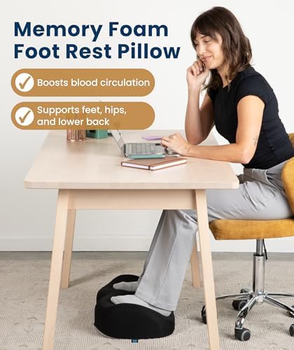 Everlasting Comfort Foot Rest for Under Desk at Work - Memory Foam Office Foot Stool & Under Desk Footrest Leg Elevation Pillow for Gaming & Home