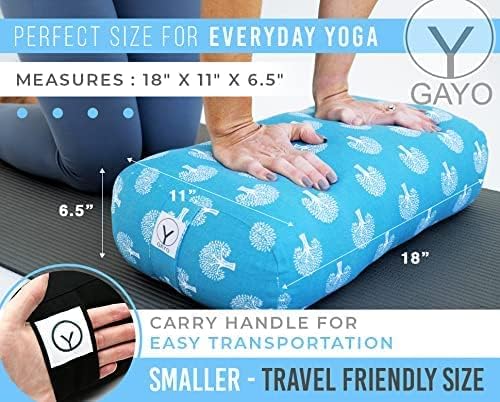 Y O GAYO Yoga Bolster - Made with 100% Cotton, Yoga Pillow Set Includes Extra Washable Cover and Carry Bag
