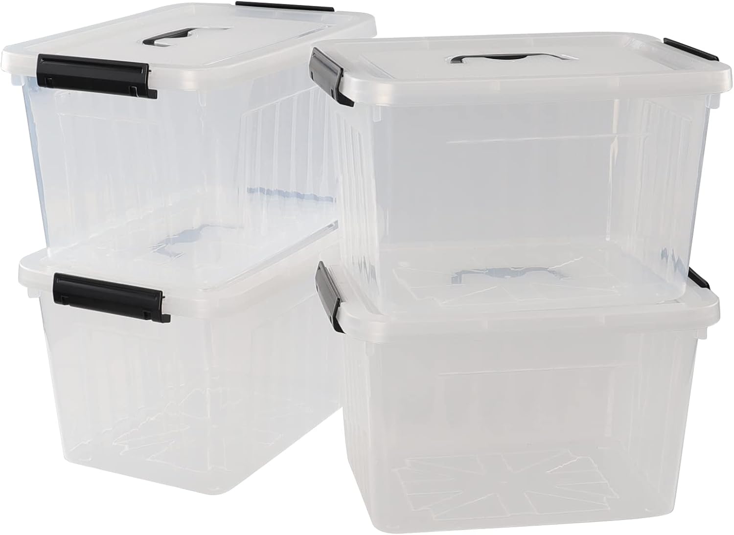 17.5 L Clear Plastic Storage Box, 4-Pack Latch Storage Bin