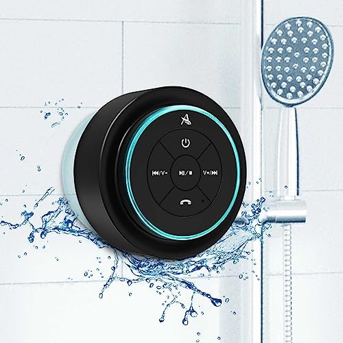 XLEADER, Upgraded, Pro Shower Speaker, Certified IPX7 Waterproof Bluetooth Speaker, with Suction Cup, Silicone Lanyard, 8W Crystal Sound&Rich Bass