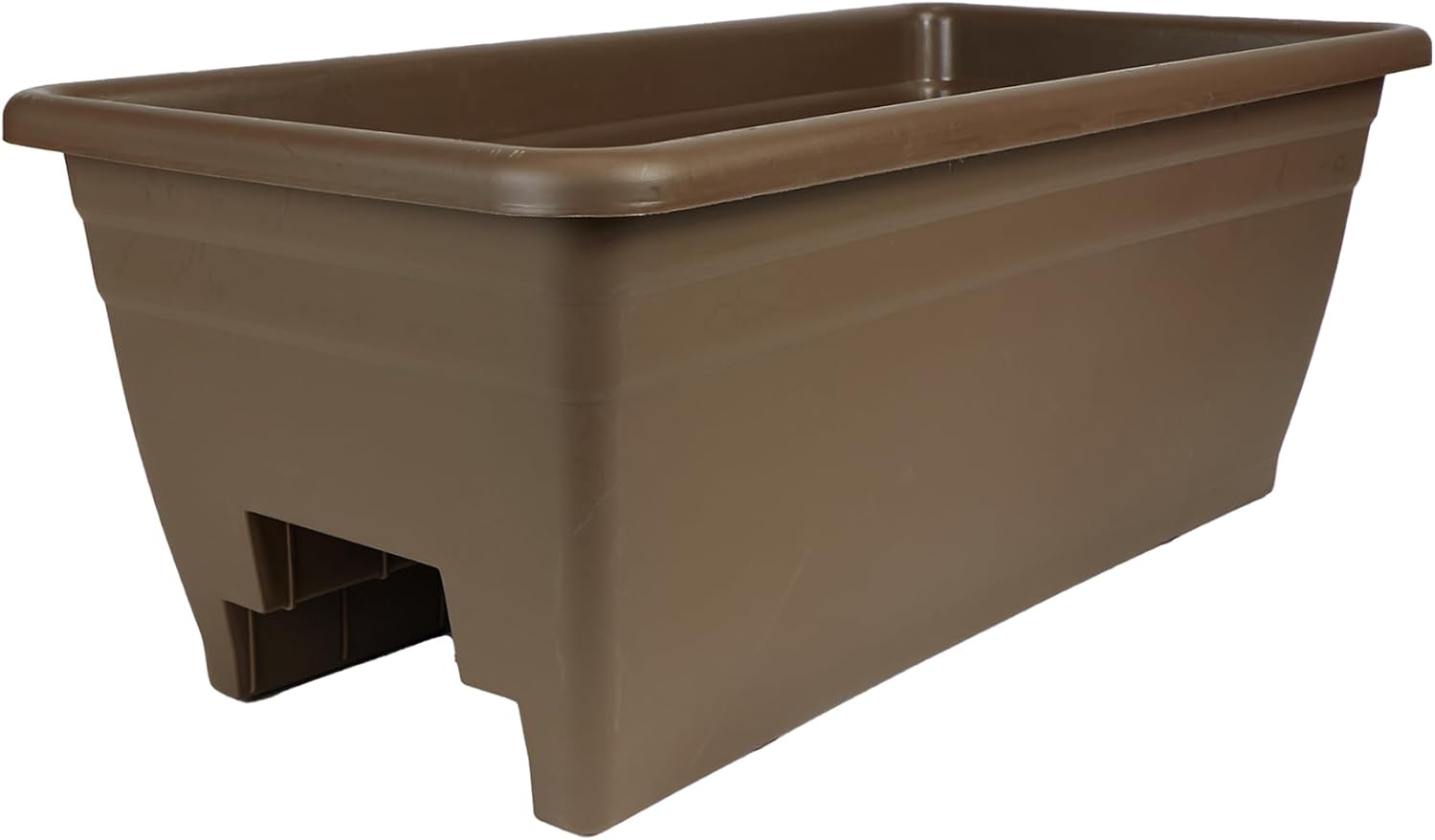 The HC Companies 24 Inch Deck Rail Box Planter Lightweight Outdoor Plastic Plant Pot for Herbs and Flowers, White