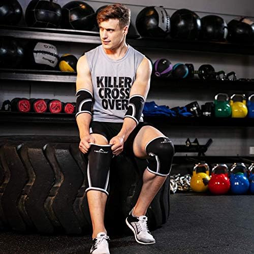 Knee Sleeves (1 Pair)，7mm Compression Knee Braces for Heavy-Lifting,Squats,Gym and Other Sports (Large, Black)