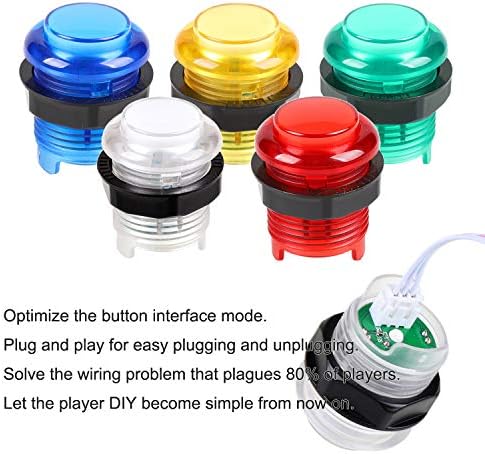 EG STARTS 2 Player Arcade Games DIY Kit Parts 2 Ellipse Oval Joystick Handles + 20 LED lit Arcade Buttons (Red & Blue Kit)