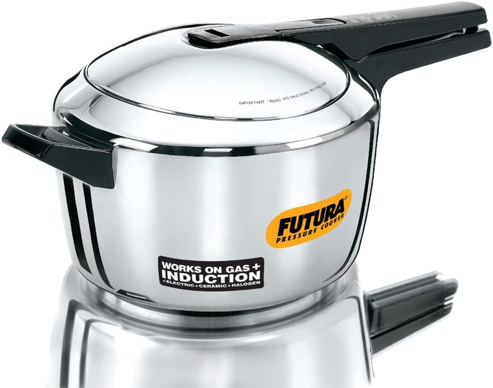 Hawkins Futura Inner Lid Pressure Cooker, Stainless Steel Cooker, Induction Cooker, Pan Cooker, Silver Fss55, 5.5 Liter