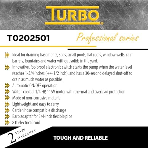 Turbo 1/4HP Submersible Utility Pump with Electronic Switch