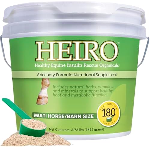 HEIRO Healthy Equine Nutritional Supplement for Horses, Herbal Blend with Magnesium and Vitamin E, Daily Metabolic Support Formula, Feed Powder, 90 Servings