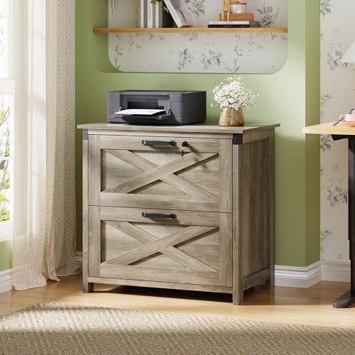 DEVAISE 2-Drawer Lateral File Cabinet with Lock, White | Wood, Office Storage Cabinet, Letter, Legal & A4 Compatible, Farmhouse Style, Printer Stand, Home Office