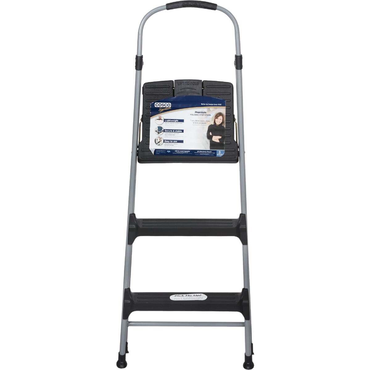 Cosco 11410PBL2 Signature Series Three Step Steel Step Stool with Plastic Steps