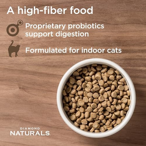 DIAMOND NATURALS Indoor Adult Dry Cat Food, Chicken & Rice, 18lb | With Real Chicken for Great Taste | Omega Fatty Acids to Help Support Skin & Coat Health | Taurine for Heart & Eye Health