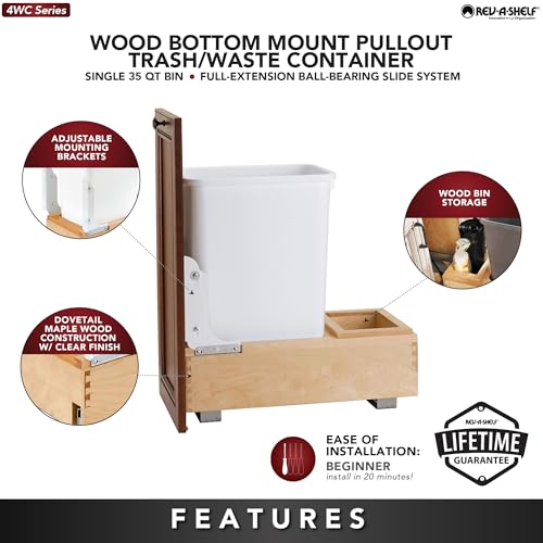 Rev-A-Shelf Double Pullout Trash Can w/Soft-Close Slides, 14.5" Min Opening | Large Capacity Garbage/ Recycling Waste Bins for Under Kitchen Cabinets, Heavy Gauge Wire Construction, 4WC-18DM2