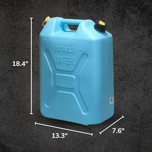 Scepter Portable Plastic Military Style Food Grade 5 Gal Water Jug Container with Reversible Spout for Camping & Emergency Storage, Blue