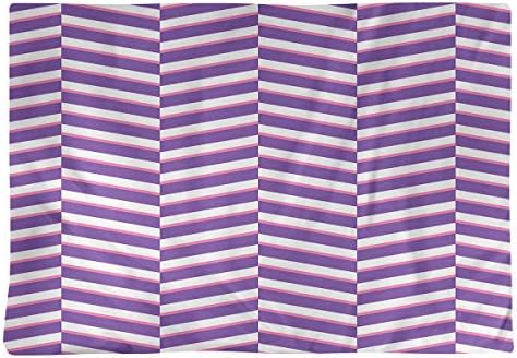 Dana Strider Two Color Fractured Stripes Table Placemat, 18 x 14, Purple & Pink