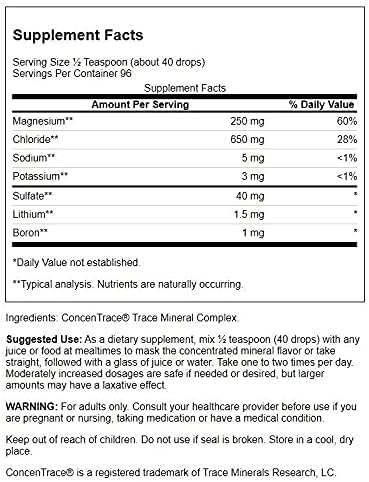 Swanson Concentrace Trace Mineral Drops 8oz-Complete Mineral Complex for Energy, Hydration, & Electrolyte Balance Over 72 High Absorption Ionic Minerals Such As Magnesium, Potassium, Calcium | For Energy, Hydration, and Electrolyte Balance over 72 High A…
