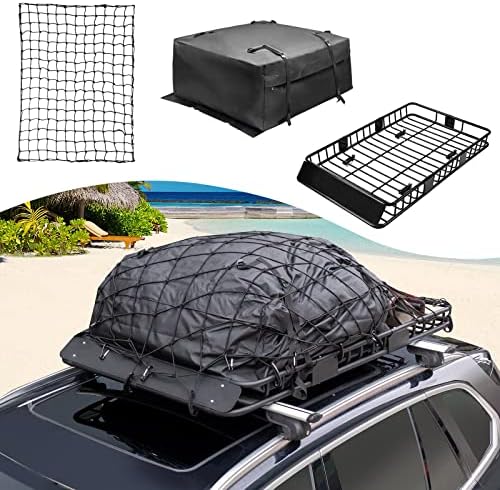 Leader Accessories Roof Rack Cargo Basket 64"x39"x4" for SUV Truck Van Car | 150 lbs Capacity, Alloy Steel with Rust-Resistant , Easy Assembly, Extra Storage for Luggage, Camping & Outdoor Road Travel