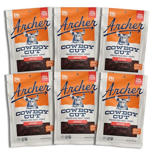 Archer Jerky Cowboy Cut Beef Jerky, Old Fashioned, Zero Sugar- 2 Oz, 6 Pack