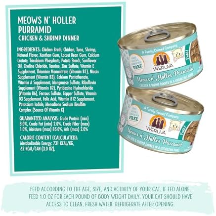 Weruva Wet Cat Food, Meows n Holler PurrAmid with Chicken and Shrimp Pate, 3oz Can, Pack of 12