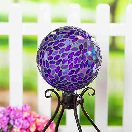 Evergreen Flower Petal Mosaic Gazing Ball | 11 x 11 inches | Lawn, Garden and Patio Décor
