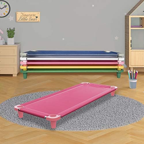 Acrimet Toddler Cot Bed for Kids, Travel, Day Care, 52" x 21", Pink, 1 Pack | Portable, Stackable Design
