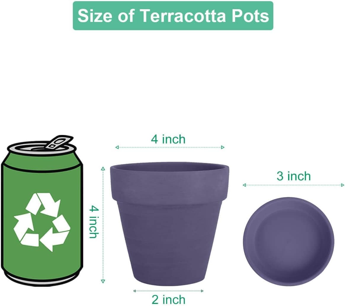 vensovo 4 Inch Terracotta Plant Pots with Saucer - 6 Pack Clay Flower Pots with Drainage, Great for Plants, Crafts, Wedding Favor