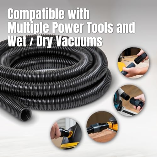 POWERTEC 70347 10 Ft. Dust Collection Hose Kit with 5 Fittings for Woodworking Power Tools Home and Wet/Dry Shop Vacuums