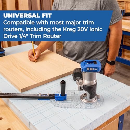 Kreg Trim Router Circle Guide - Single Grip Handle for Stability - For 3-1/2" to 52" Diameter Circles - Compatible with Most Trim Routers
