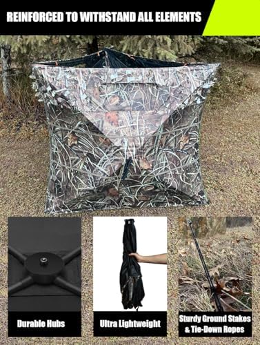 THUNDERBAY Pop Up 3 Sided Ground Blind for Deer Duck Turkey Hunting, Portable Quick Setup Lightweight 3 Panels Deer Hunting Blind