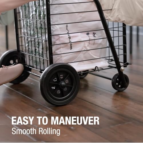 DMI Utility Cart with Wheels to be used for Shopping, Grocery, Laundry and Stair Climber Cart, Weighs 7.5 Pounds but holds up to 90 Pounds